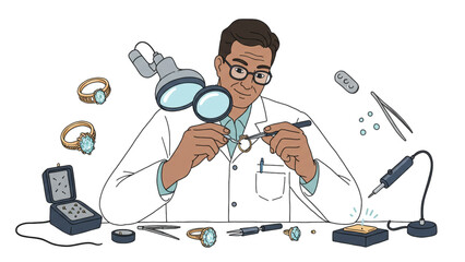 Jeweler at his workbench