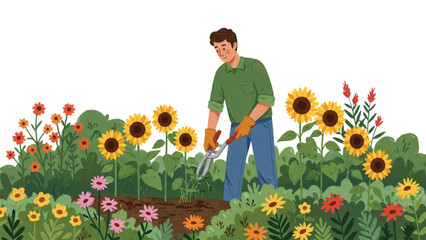 A_GARDENER_TENDING_TO_A_GARDEN_GARDENING_WORK