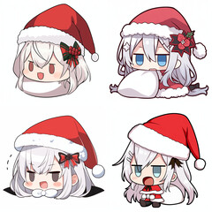 Four stylized christmas-themed digital characters.