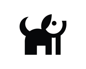 Bold Black and White Dog Logo Design for Pet Brands