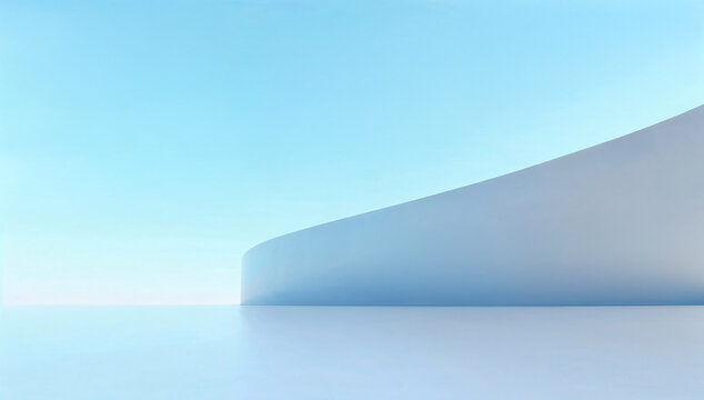 3D render of modern white concrete architecture with minimal geometric design and empty cement floor ideal for car presentation or product showcase