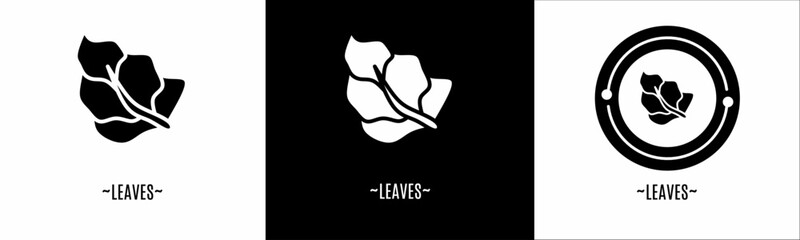 Leaves logo set. Collection of black and white logos. Stock vector.