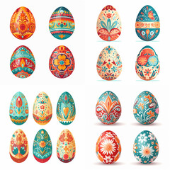 Collection of decorative easter eggs with intricate patterns.
