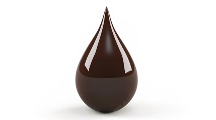 Obraz premium A single drop of rich, melted chocolate stands out prominently on a clean white background, showcasing a visually appealing and simple composition created through Generative Ai. 