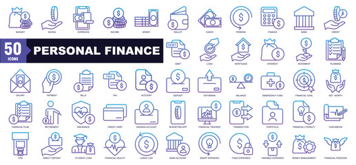 Personal Finance Gradient Icon Set