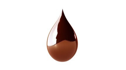 Obraz premium A single drop of rich, melted chocolate stands out prominently on a clean white background, showcasing a visually appealing and simple composition created through Generative Ai. 