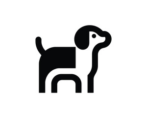 Simple Black and White Dog Symbol for Logo Use
