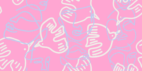 Delicate Doves in Flight A Seamless Pink Floral Pattern