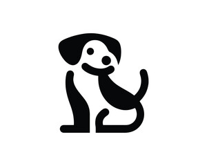 Stylish Dog Icon in Flat Vector Black and White Look