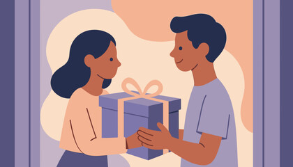 Fototapeta premium colorful gift exchange illustration
