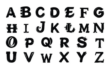 hand drawn vector alphabet on white background. A-Z letter brush style font collection