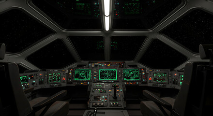 Fototapeta premium Spaceship Cockpit Futuristic Spacecraft Interior Design