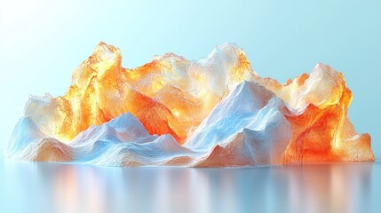 Abstract Mountain Range Digital Art: A Surreal Landscape of Warm and Cool Hues