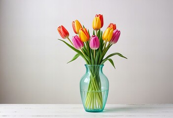 Picture Tulip flower vase on a white background.