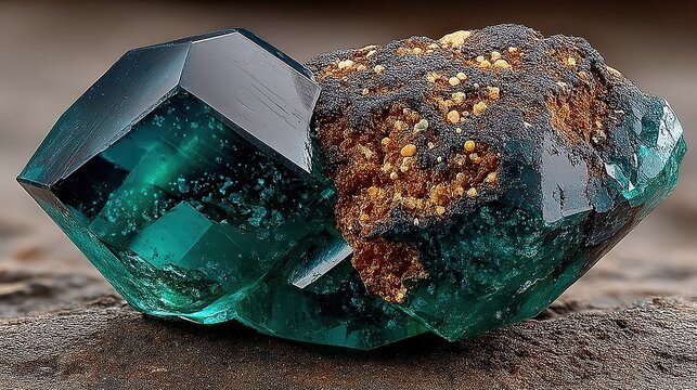 Dark green dioptase exhibits brilliant emerald-green crystals of a copper cyclosilicate mineral.