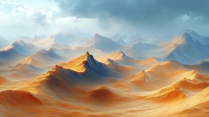 Naklejka premium Desert dunes sculpted by the relentless wind, creating mesmerizing patterns across the arid landscape.