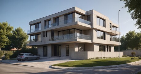 Obraz premium Contemporary house under renovation, updated facade, visible progress , structure, interior, upgrade