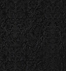 Intricate black damask, gothic swirls, shadowed details, swirl, decorative, design
