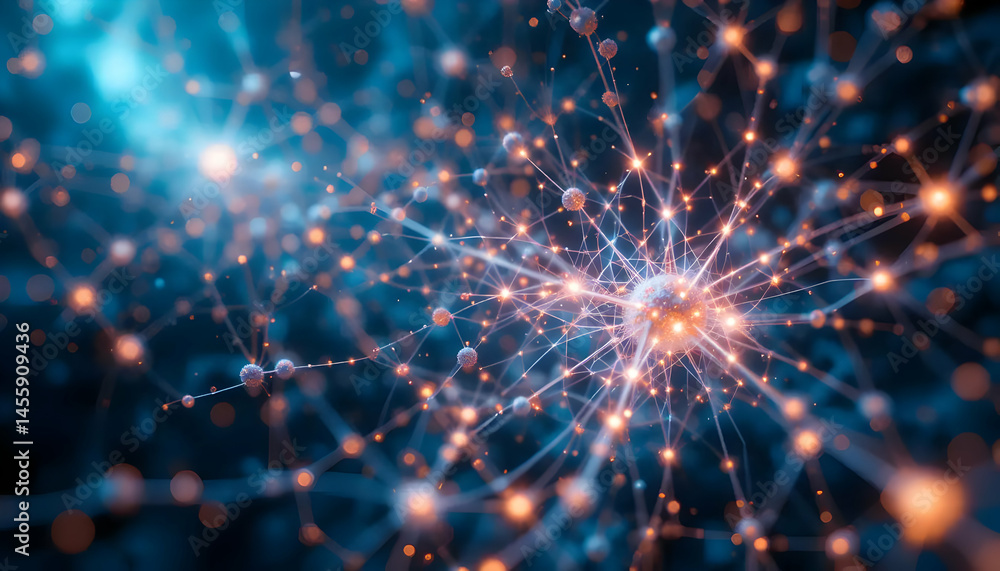 Poster exploring the intricate beauty of neural networks a microscopic journey into the brain's complex arc