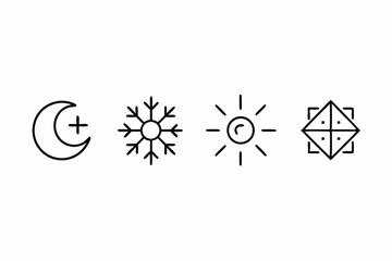 Sun Icon Line Art Style