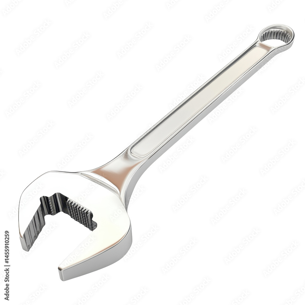 Poster adjustable wrench on a white background highlighting its versatile design and utility in various mec