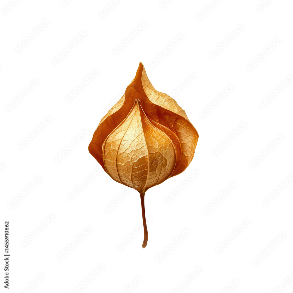 Poster unique golden leaf with intricate patterns displayed against a simple background, showcasing nature'