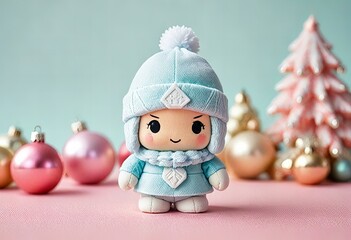 Naklejka premium Picture Minimalist chibi ice warrior character design