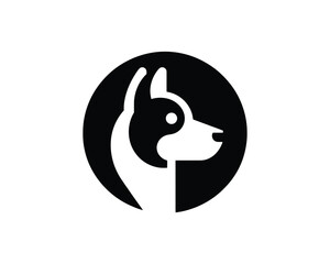 Modern Flat Dog Head Logo in Minimalist Design