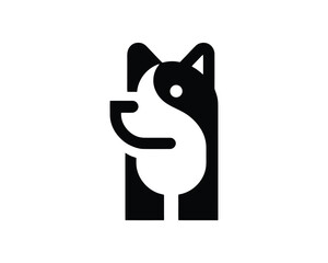 Professional Dog Head Icon with Minimal Black and White Colors