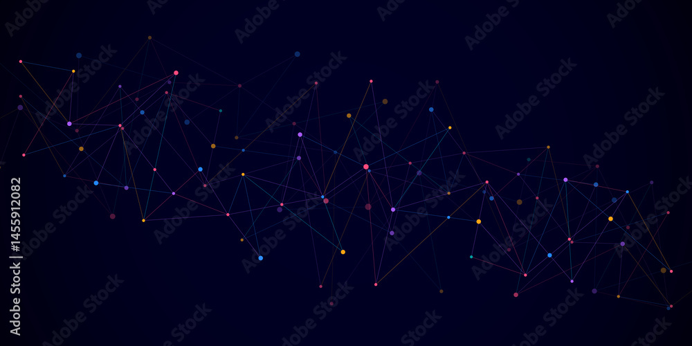 Poster abstract technology background with connecting the dots and lines. global network connection, intern
