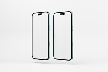 Two generic smartphones with blank screens, mockup
