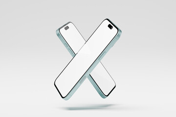 Two cellular phone mockups are isolated on white