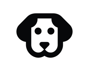 Dog Head Icon with Clean Black and White Style