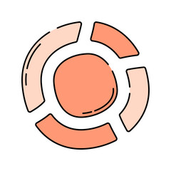 Circular Chart Doodle style, segmented round chart, suitable for showing portions or percentage-based information.