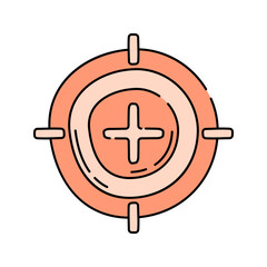 Focus Target Doodle style, aim symbol with plus sign, ideal for representing focus, targeting, or precision in goals.