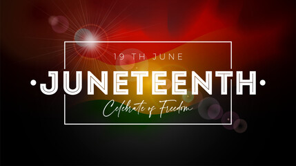 Juneteenth Freedom Day Design. African American June 19 Independence Day. Annual American Emancipation Holiday Vector Illustration with Typography Lettering on Flag Background for Banner, Flyer