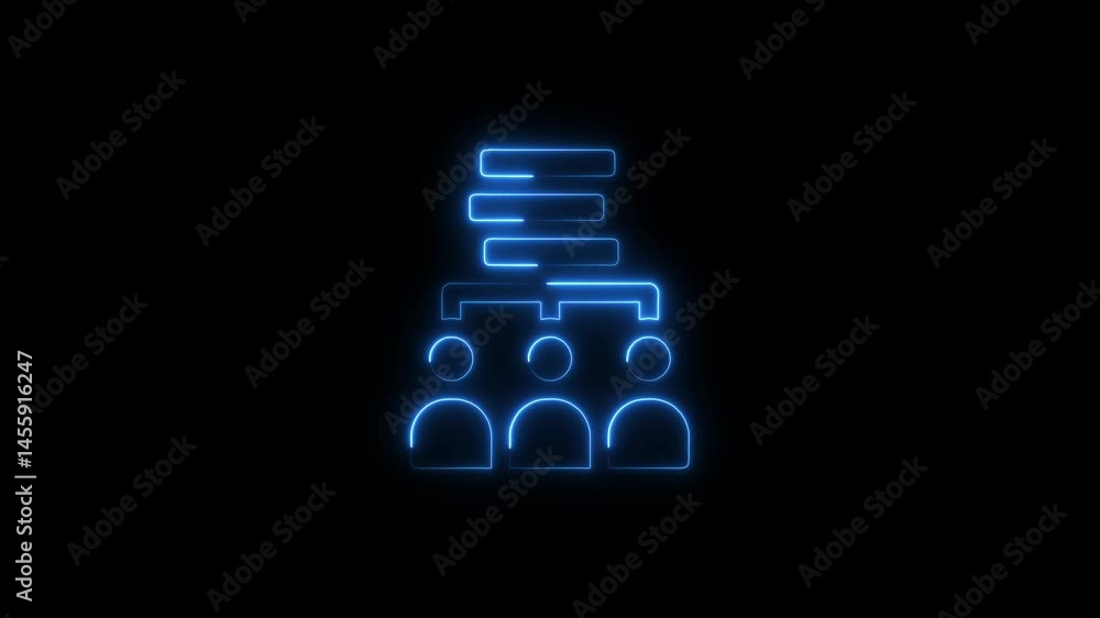 Poster neon organization chart depicting team structure and company hierarchical levels