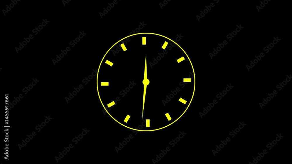 Poster flat clock icon spin | time concept design, yellow color 10 second counting down clock isolated on b