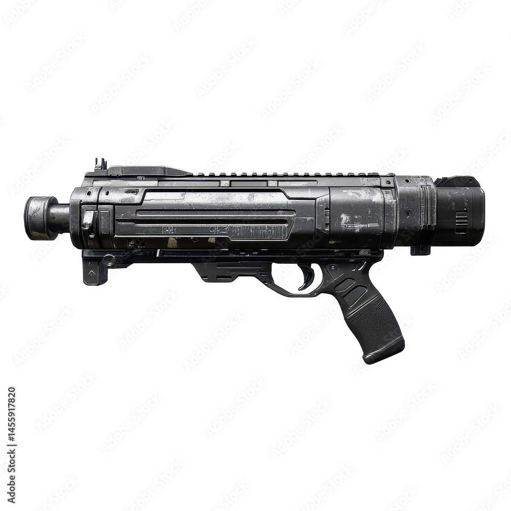 Poster weapon displayed on a plain background with focus on design and details during a studio shoot