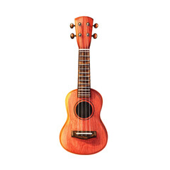 Obraz premium Colorful wooden ukulele displayed on a white background highlighting its craftsmanship and musical appeal