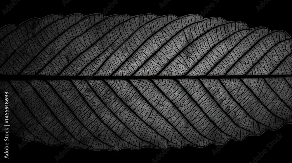 Poster a close-up view of a leaf, showcasing its intricate vein structure and texture.