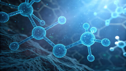 glowing blue molecular structure
