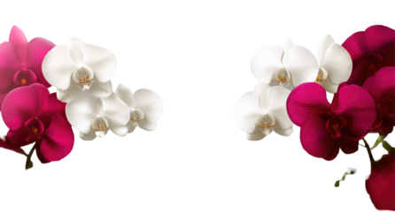 Vibrant orchid blossoms in white and deep pink