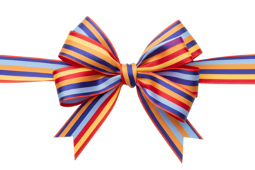 Colourful ribbon bow isolated on transparent background png 