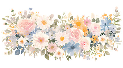 Floral arrangement display garden digital artwork bright colors top view
