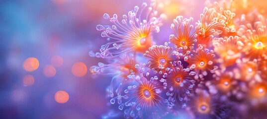 Vibrant Orange and Purple Sea Anemones Underwater Macro Photography