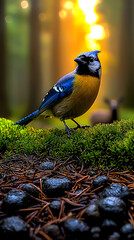 Birds in nature blue jay in forest wildlife photography serene environment