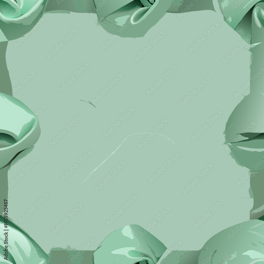 Poster soft satin paper texture pattern with mint green ribbons, seamless vector pattern
