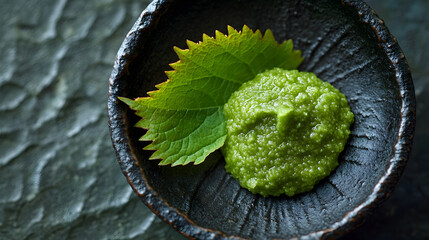 Rustic japanese cuisine capturing the art of wasabi paste photography for restaurant