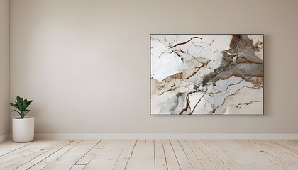  Large Abstract Painting And Green Plant